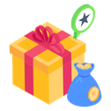 Gift with a bag of gold nearby